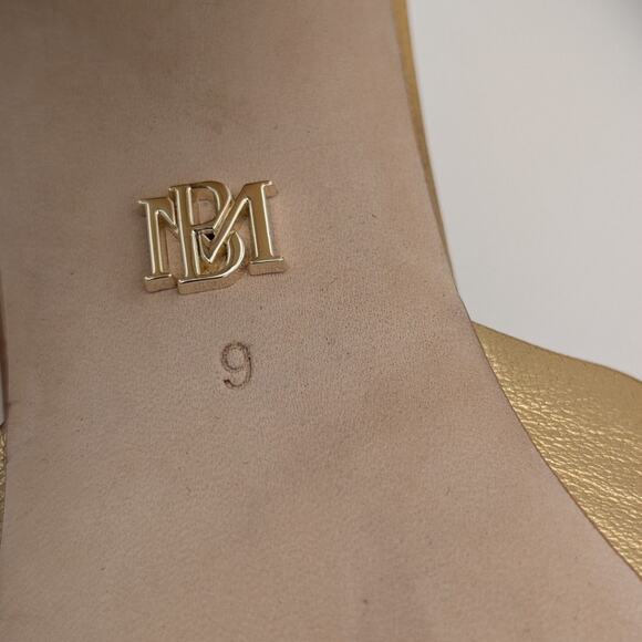 Badgley Mischka Cadence Women's Heeled Slide Sandal Leather Gold Size US9 EU40 - Picture 9 of 11